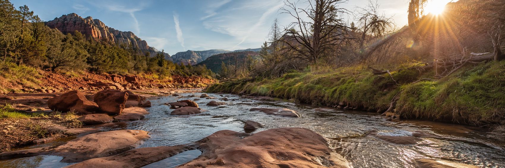 Oak Creek running through the red rocks outside Sedona, Arizona